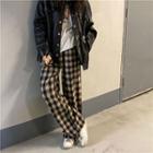 Plaid High-waist Wide-leg Pants As Shown In Figure - One Size