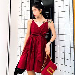 Bow Waist Strappy A-line Dress