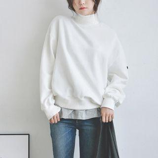 Mock-neck Brushed-fleece Lined Sweatshirt