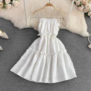 Frill Embossed Tiered Dress