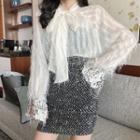 Lace Blouse / Glitter Pencil Skirt