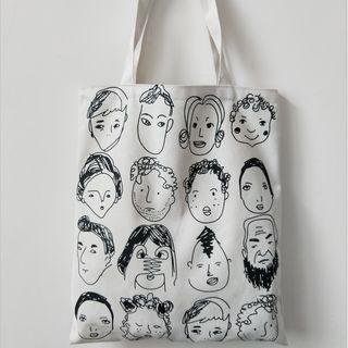 Canvas Cartoon Print Shopper Bag As Shown In Figure - One Size