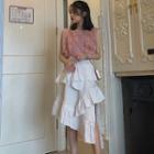 Sleeveless Lace Top / Tiered Midi Skirt