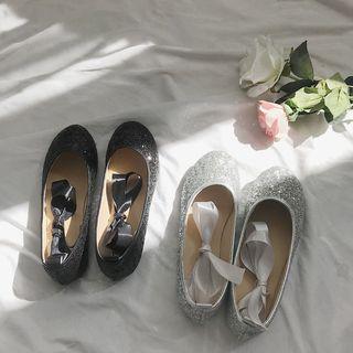 Lace Up Glitter Flats