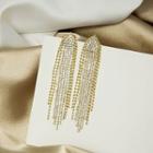 Sterling Silver Rhinestone Fringed Earring E2491 - 1 Pair - Gold - One Size