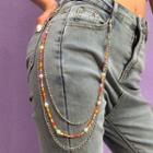 Layered Bead Faux Pearl Alloy Jeans Chain 1 Pc - Silver - One Size