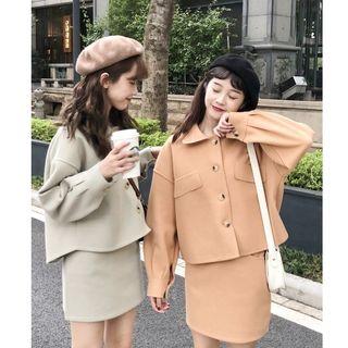 Set: Button Jacket + Mini A-line Skirt