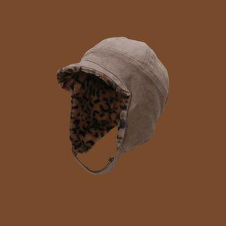 Leopard Print Faux Suede Trapper Hat