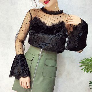 Mock Two-pieces Sheer Top