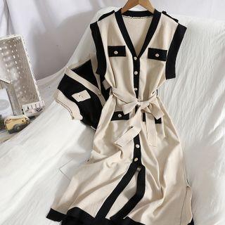 Sleeveless Sashed Knit Midi Dress