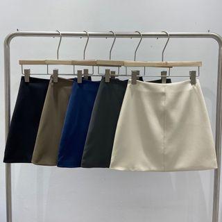 Plain High Waist A-line Mini Skirt