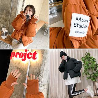 High-neck Letter Patch Puffer Jacket