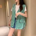 Geometric Loose-fit Vest Green - One Size