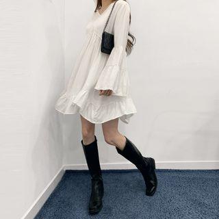 Lace-trim Tiered Minidress White - One Size