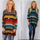 Rainbow Striped Loose-fit Top