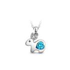 Chinese Zodiac Rabbit Pendant With Blue Austrian Element Crystal And Necklace