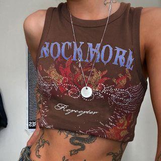 Lettering And Graphic Sleeveless Crop Top