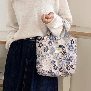 Flower Embossed Fabric Lunchbox Bag