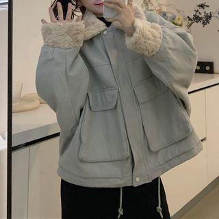 Furry Trim Zip-up Cargo Jacket