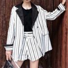 Striped Double Button Long Blazer