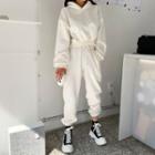 Set: Fleece-lined Cropped Hoodie + Pants
