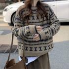 Patterned Sweater / Shirt / Midi A-line Skirt