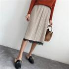Lace Hem Midi Knit Skirt