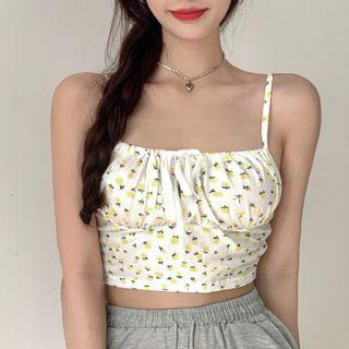 Sleeveless Floral Top As Figure - One Size
