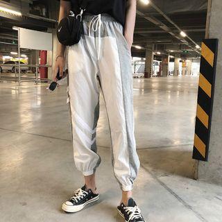 Drawstring Panel Jogger Pants As Shown In Figure - One Size
