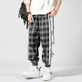 Lettering Plaid Jogger Pants