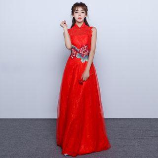 Flower Embroidered Wedding Qipao