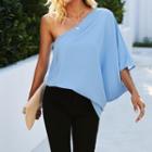 Elbow-sleeve One-shoulder Blouse