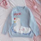 Duck Print Sweater Light Blue - One Size