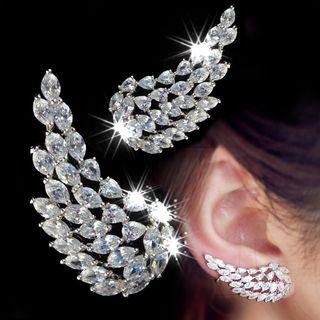 Rhinestone Wing Cuff Earring E352 - Silver - One Size