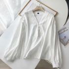 Long-sleeve V-neck Lace Shirt