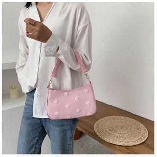 Floral Embroidered Zip Crossbody Bag