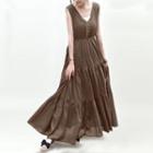 Sleeveless Tiered Maxi A-line Dress