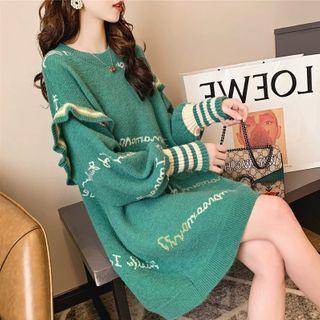 Ruffled Lettering Sweater Dress