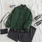 Plaid Shirt Jacket / Plain Sweater