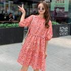 Puff-sleeve Floral Smock Dress
