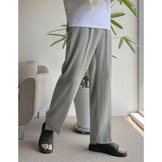 Drawcord Waffle Wide-leg Pants