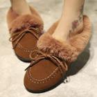 Fluffy Bow Detail Loafers