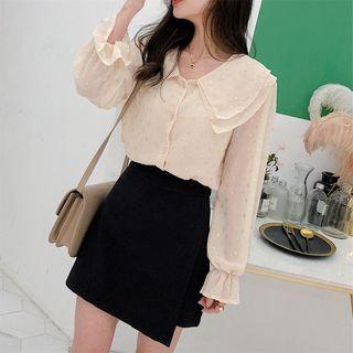 Double Layered Collar Long-sleeve Blouse