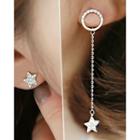 Rhinestone Star Asymmetric Drop Earrings