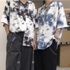 Elbow-sleeve Tie-dyed Shirt