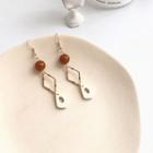 Acrylic Bead & Wood Dangle Earring