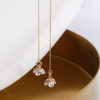 925 Sterling Silver Rhinestone Drop Earring Silver - One Size
