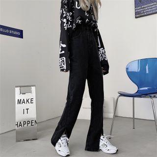 Straight Cut Split Jeans