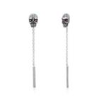 925 Sterling Silver Skull Earrings With Purple Austrian Element Crystal Silver - One Size
