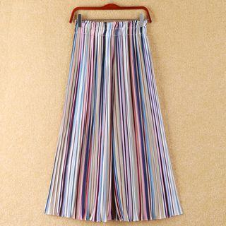 Pleated Striped Wide-leg Pants